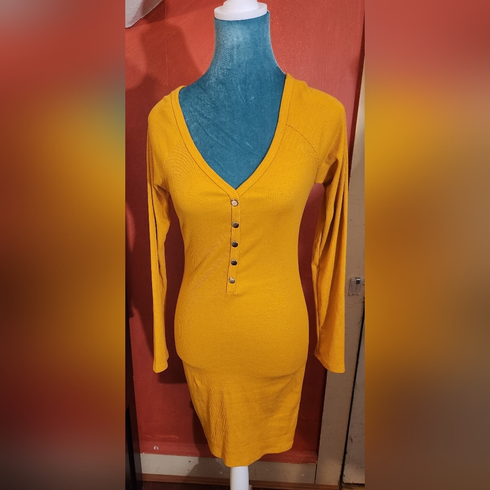 Mustard long sleeve dress